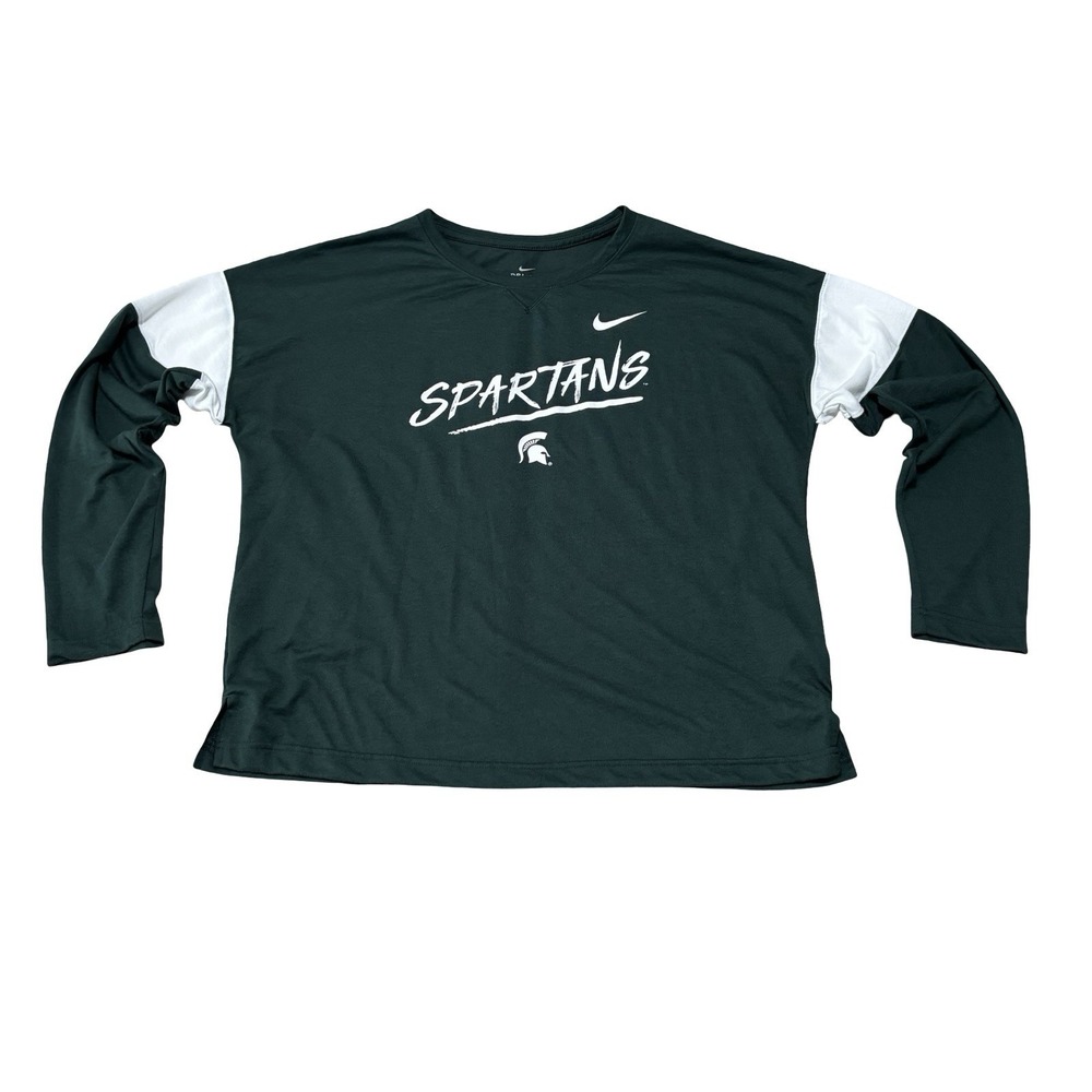 Nike Dri Fit Long Sleeve Michigan State University Spartans Shirt Size XL 24x25